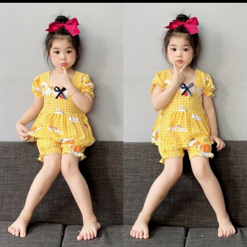 (8-20kg) Bộ lụa đùi babydoll bé gái cao cấp