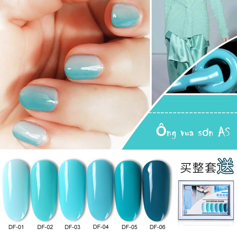 Sơn móng tay sơn gel AS dùng máy hơ gel sơn nail tone xanh nước biển xanh da trời VUA SƠN AS mã DF 15ml