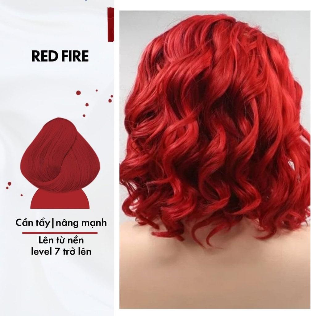 Thuốc nhuộm tóc màu Đỏ Red Fire + tặng kèm oxy và gang tay