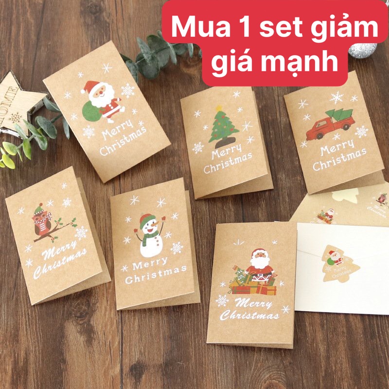 THIỆP VÀ STICKER GIẤY KRAFT VINTAGE CHỦ ĐỀ NOEL, GIÁNG SINH