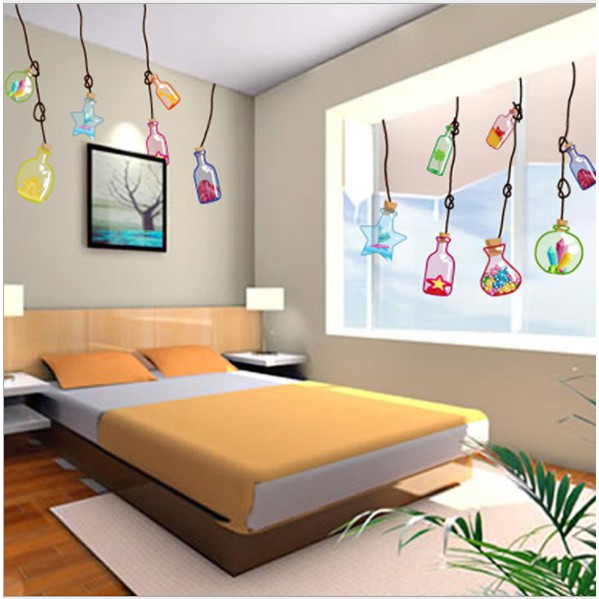 Decal trang trí dây treo bình sắc màu mới