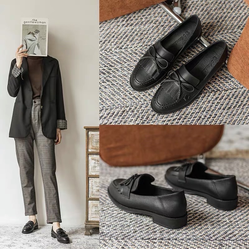 Giày da/ giày lười đế bằng retro Loafers ORDER/ trả order