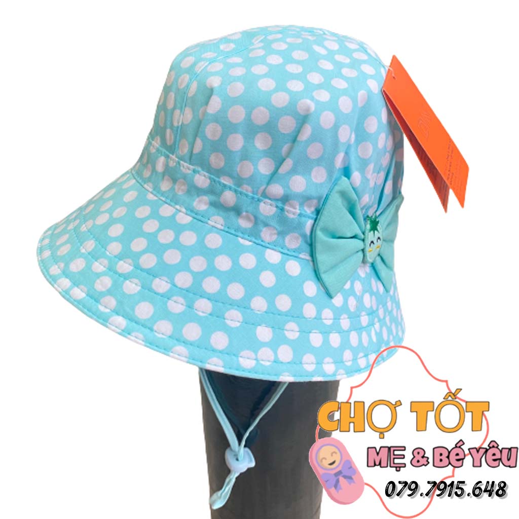 Nón bèo BÉ GÁI chấm bi nơ Duy Ngọc Cao Cấp Vải Mềm Mại 2-4 tuổi