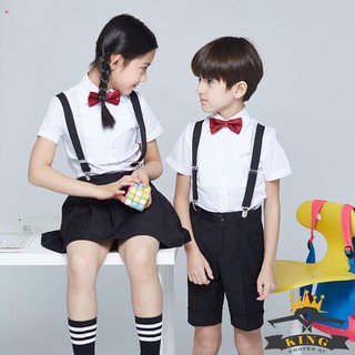 [Combo] dây đai đeo yếm quần chữ Y cho bé trai và bé gái bản 2.5cm dài 75cm co giãn tốt + nơ đeo cổ bé trai KING M001