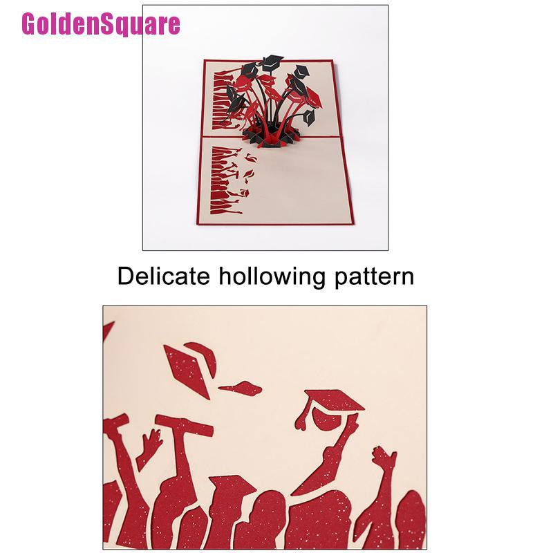 [Golden] Graduation Pop Up Cards Graduation Doctor's Hat 3D Greeting Card Hollow Out