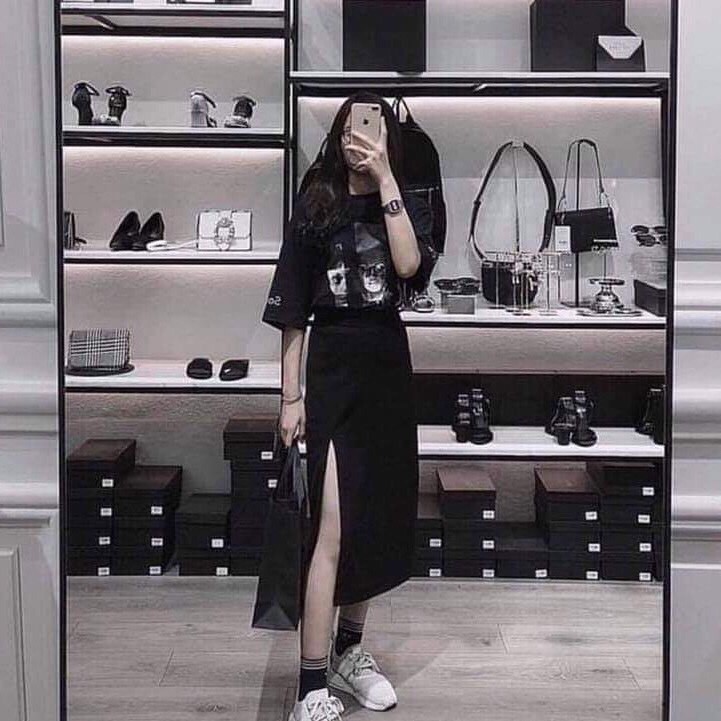 Chân váy dài xòe sẻ tà ,vải tuyết cát co giãn (video+ảnh thật) | BigBuy360 - bigbuy360.vn