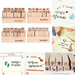 Tự làm dễ thương Cartoon Gỗ Dấu Nhật ký Sổ lưu niệm Công cụ Văn phòng phẩm
