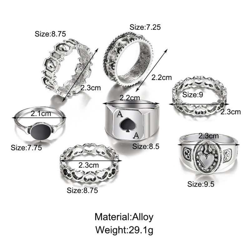 Set 5/7 nhẫn đeo tay kim loại phong cách Hàn Quốc thời trang