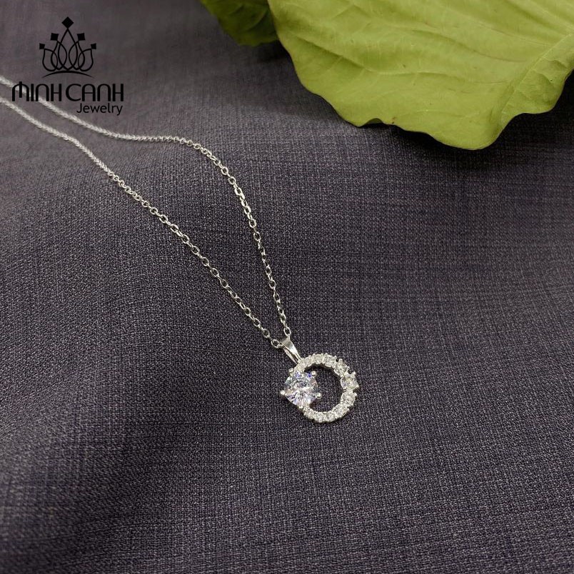 Dây Chuyền Minh Canh Jewelry Bạc Ta Tròn Đính Đá