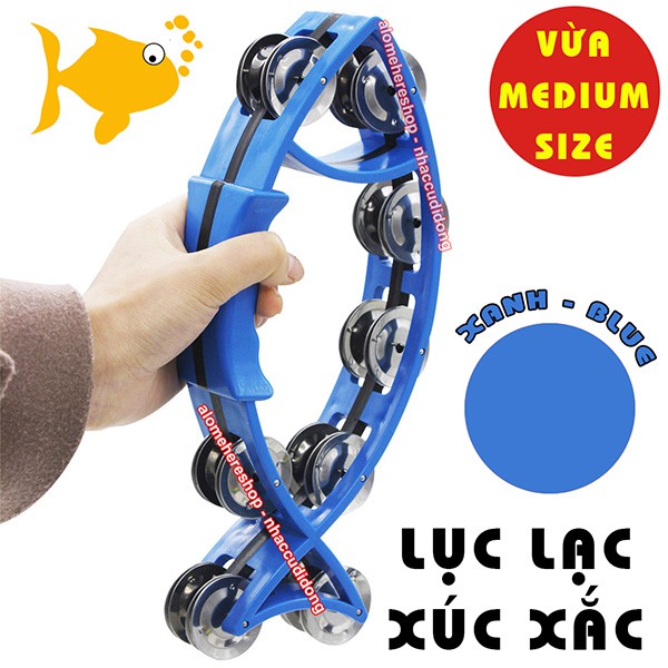 Lục lạc xúc xắc gõ bo nhựa hình con cá medium size (Màu Xanh Dương)