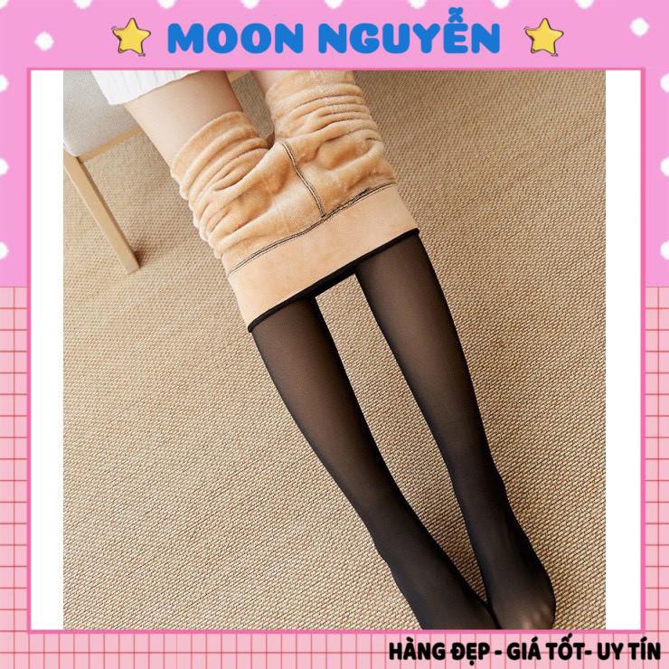 Quần tất nữ 3D lót lông màu đen, ghi khói, nâu cafe giữ nhiệt mùa đông siêu dày ấm QT05