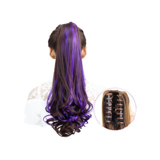 Tóc giả line màu ngoạm xoăn đuôi cao cấp chất liệu tơ nhân tạo 48cm