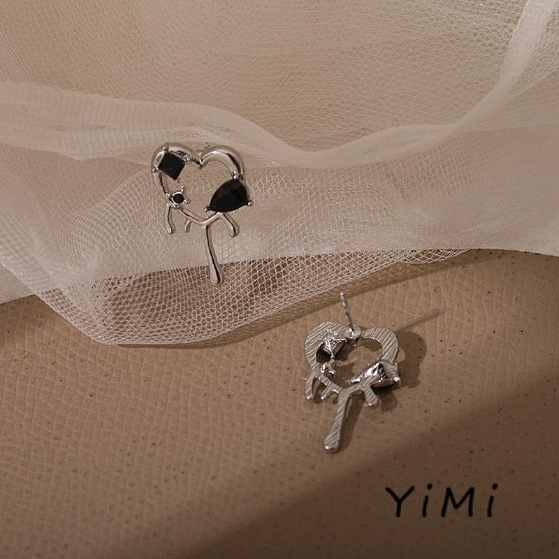 Bông tai mạ bạc 925 hình trái tim thời trang phong cách Hàn Quốc cho nữ