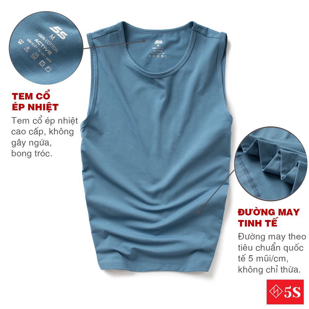 Áo Sát Nách Nam 5S (6 màu), Chất Liệu Cotton Cao Cấp, Dáng Thể Thao, Thấm Hút Mồ Hôi, Co Giãn Tốt (ATT21004-01). | BigBuy360 - bigbuy360.vn