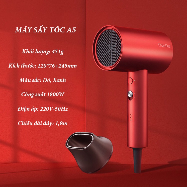 Máy sấy tóc Xiaomi Showsee A1, A4, A5 công suất 1800W bảo vệ và nuôi dưỡng tóc - Máy sấy tóc chống xù rối, khô tóc vt183