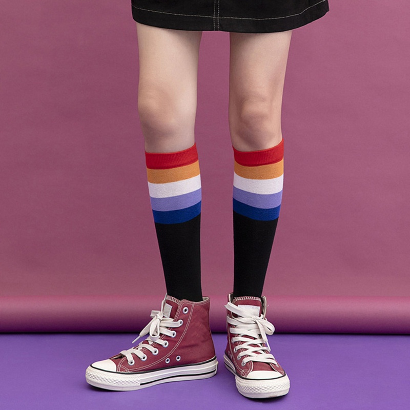 Youyo Vớ Thể Thao Dài Đến Đầu Gối Thoải Mái Thoáng Khí Free Size Kẻ Sọc Cho Nữ