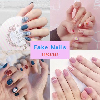 Bộ 24 móng tay giả không thấm nước thiết kế thời trang R021-R040(TẶNG KÈM KEO)
