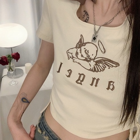 Áo Thun POLO Dệt Kim Tay Ngắn Thêu Họa Tiết Dễ Thương