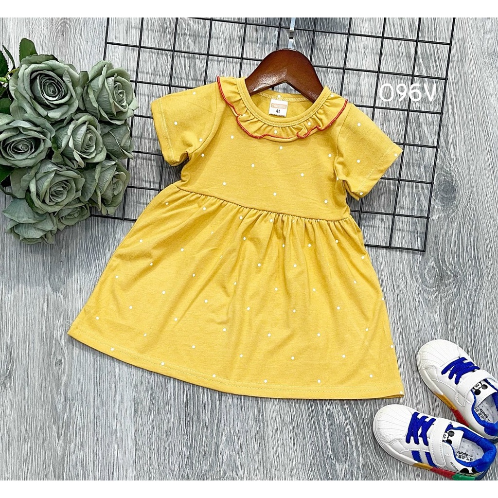 Váy bé gái cổ bèo dáng babydoll chất cotton VNXK siêu đẹp 096