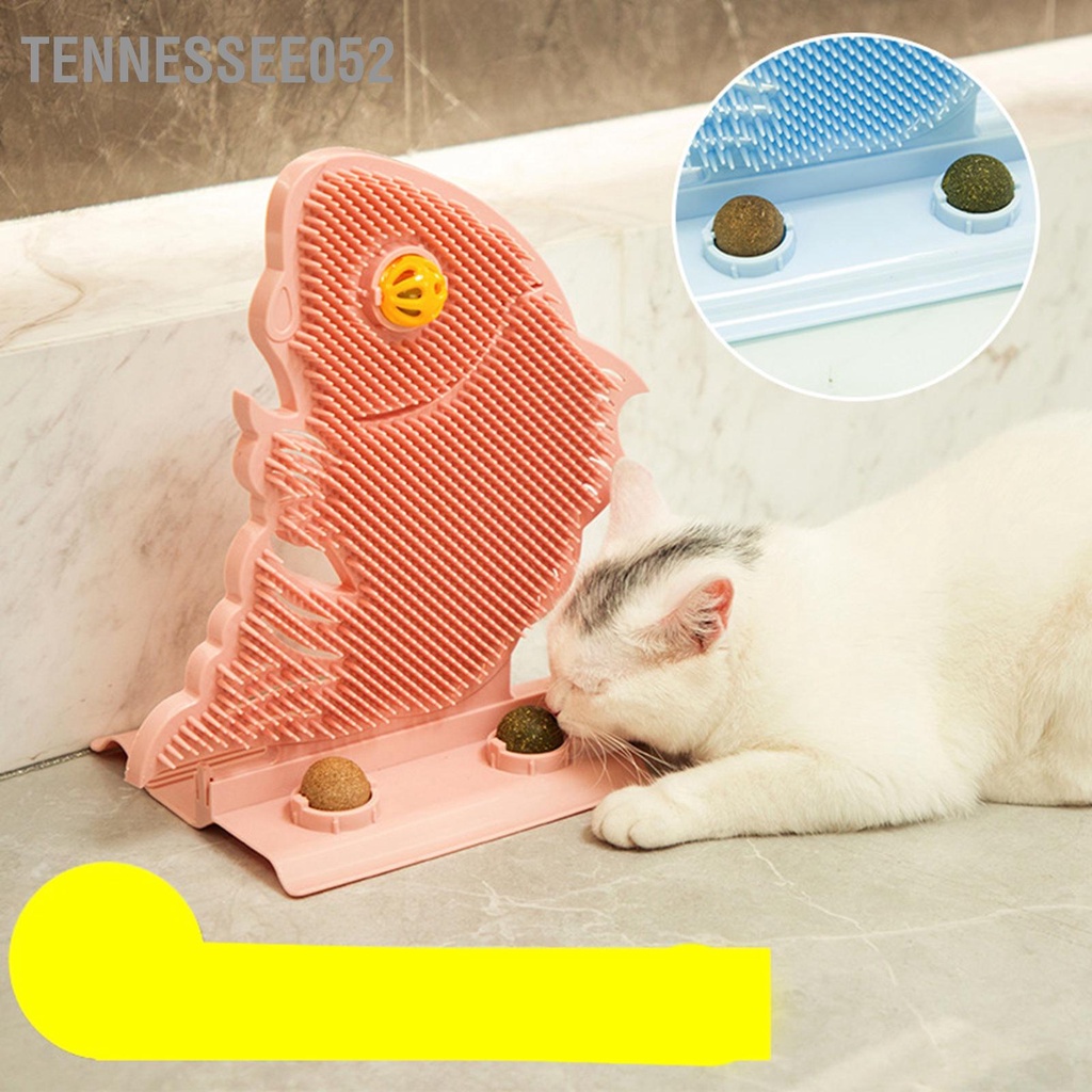 [Hàng Sẵn] Lược Chải Lông gãi ngứa Mèo Gắn Tường Tự Massage - Đồ Chơi Cọ Má Mát Xa Gắn Tường Cho Mèo Hình Cá Kèm Bóng Catnip【Tennessee052】