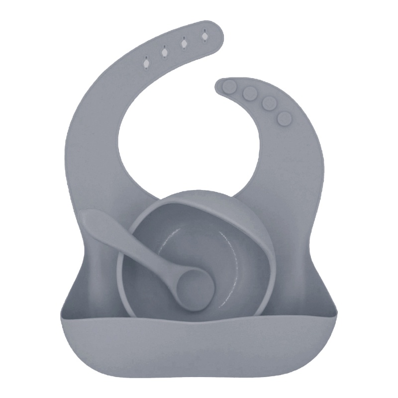 Bộ 3 Món Tô + Muỗng + Đĩa Bằng Silicone Cho Bé Tập Ăn