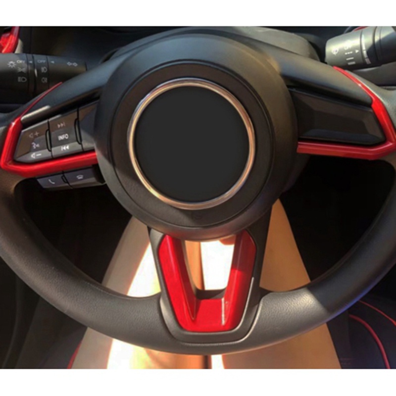 Bộ 3 Khung Viền Nút Điều Khiển Vô Lăng Bằng ABS Màu Đỏ Cho Mazda 3 Mazda 6 CX-4 CX-5 CX-9 2016-2019