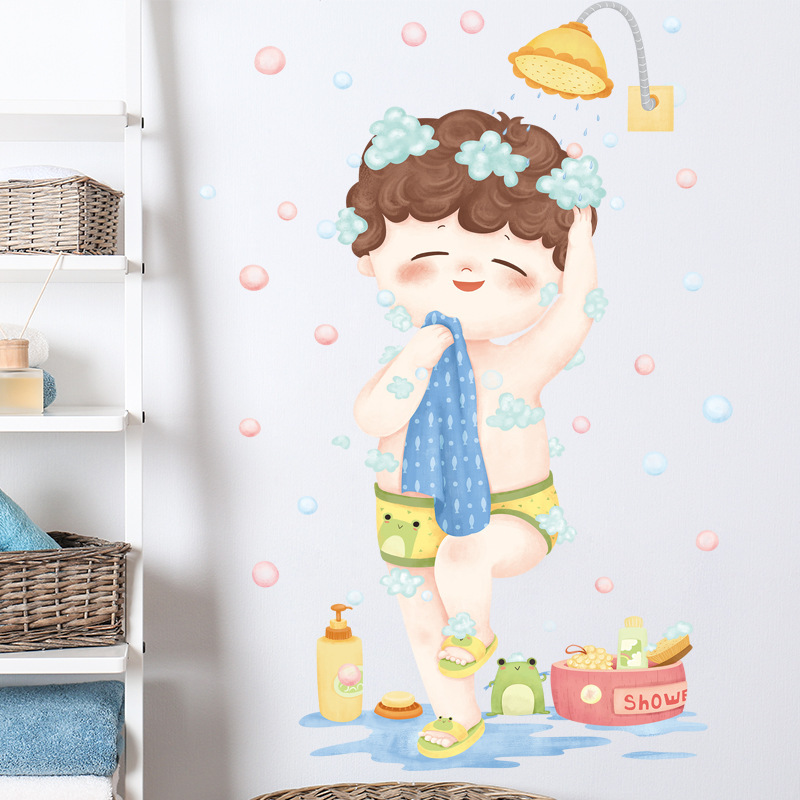Sticker dán tường nhà tắm hình hoàng tử ếch độc đáo sáng tạo