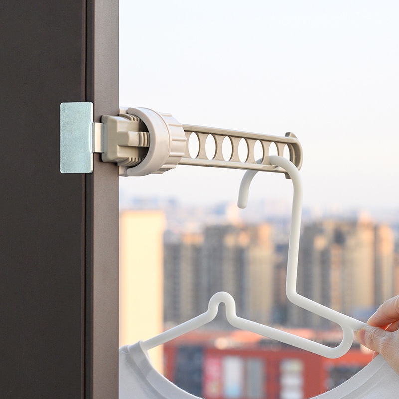 Móc Treo Quần Áo Gắn Cửa Sổ 8 Lỗ Xoay Được