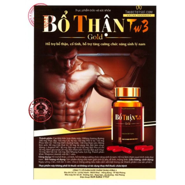 Bổ Thận TW3 Gold - Bổ thận, cố tinh, tăng cường chức năng sinh lý nam (Lọ 30 Viên)