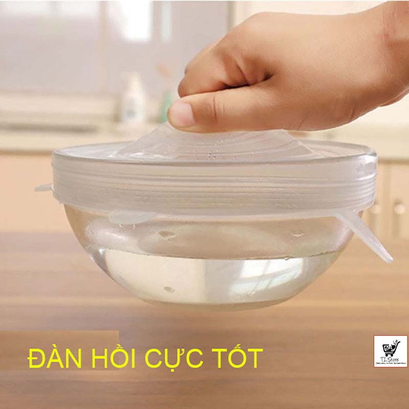 Bộ 6 Miếng Silicone Bọc Thực Phẩm - Nắp đậy màng Silicon bảo quản thức ăn