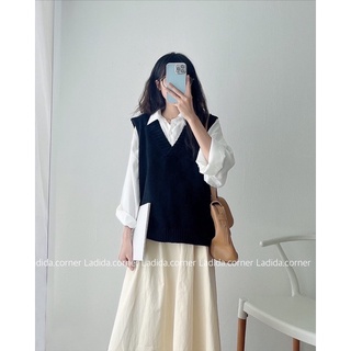 áo gile len cổ V trơn