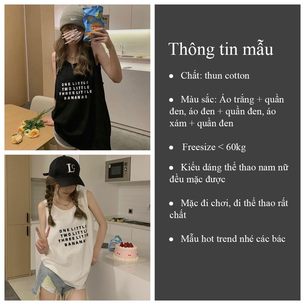 Bộ quần áo thể thao mùa hè ONLITE áo 3 lỗ và quần đùi Unisex nam nữ mặc hè chất thun mát - VIETCEN