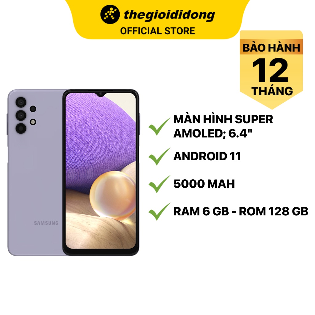 Điện thoại Samsung Galaxy A32 màn hình 6.4"  Super AMOLED pin 5000 mAh