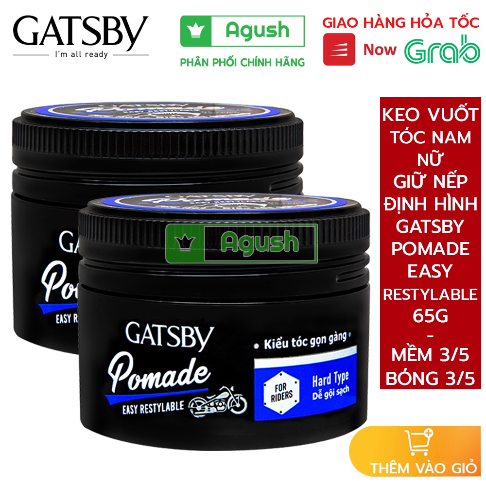 Keo vuốt tóc nam nữ giữ nếp định hình tóc Gatsby Hair Pomade Easy Restylable 65g cố định tóc chính hãng mềm thơm giá rẻ