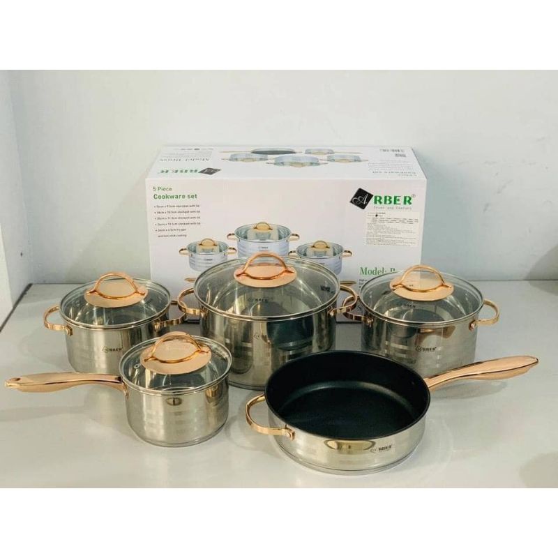 Bộ nồi cao cấp 5 món ARBER BRASS kèm ảnh thật