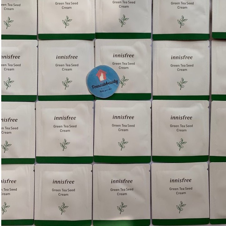 (20 gói 1ml + Tặng kèm hủ chiết kem) Kem Dưỡng Mini Innisfree Green Tea Seed Cream