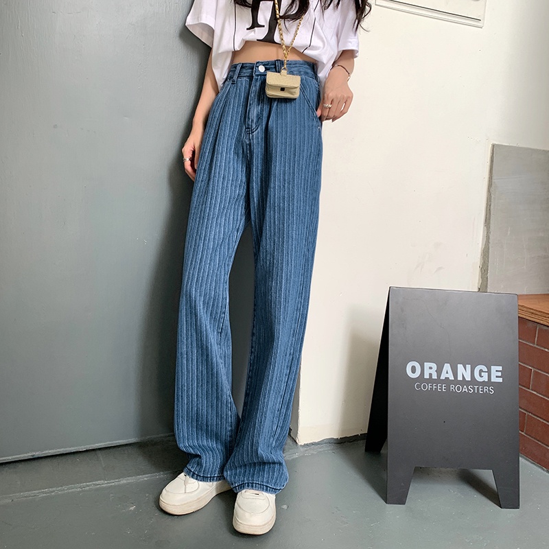 Quần Jeans Nữ Lưng Cao Ống Rộng Plus Size Thời Trang