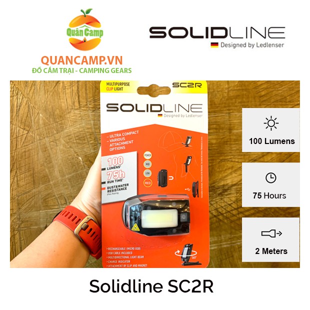 Đèn pin kẹp nón Solidline SC2R - do Ledlenser thiết kế và sản xuất