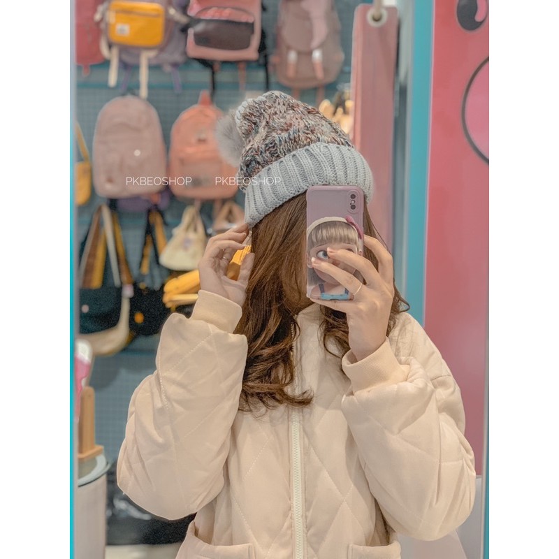 Mũ len lót nỉ giữ ấm mùa đông nam nữ thời trang Hàn quốc