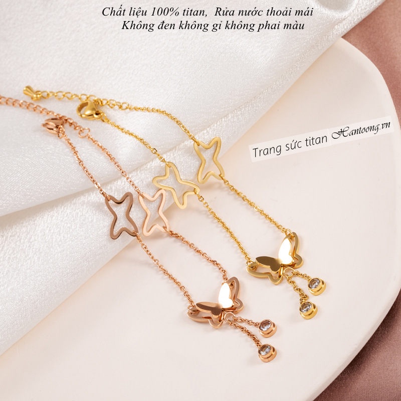 Lắc chân titan không gỉ mặt hình bướm xinh xắn dành cho nữ