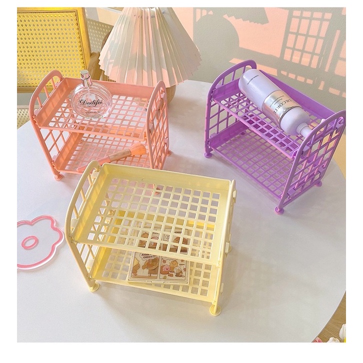 Kệ Đựng - Kệ Nhựa Mini 2 Tầng Đựng Đồ Đa Năng Siêu Xinh Sẵn Hàng 6 Màu