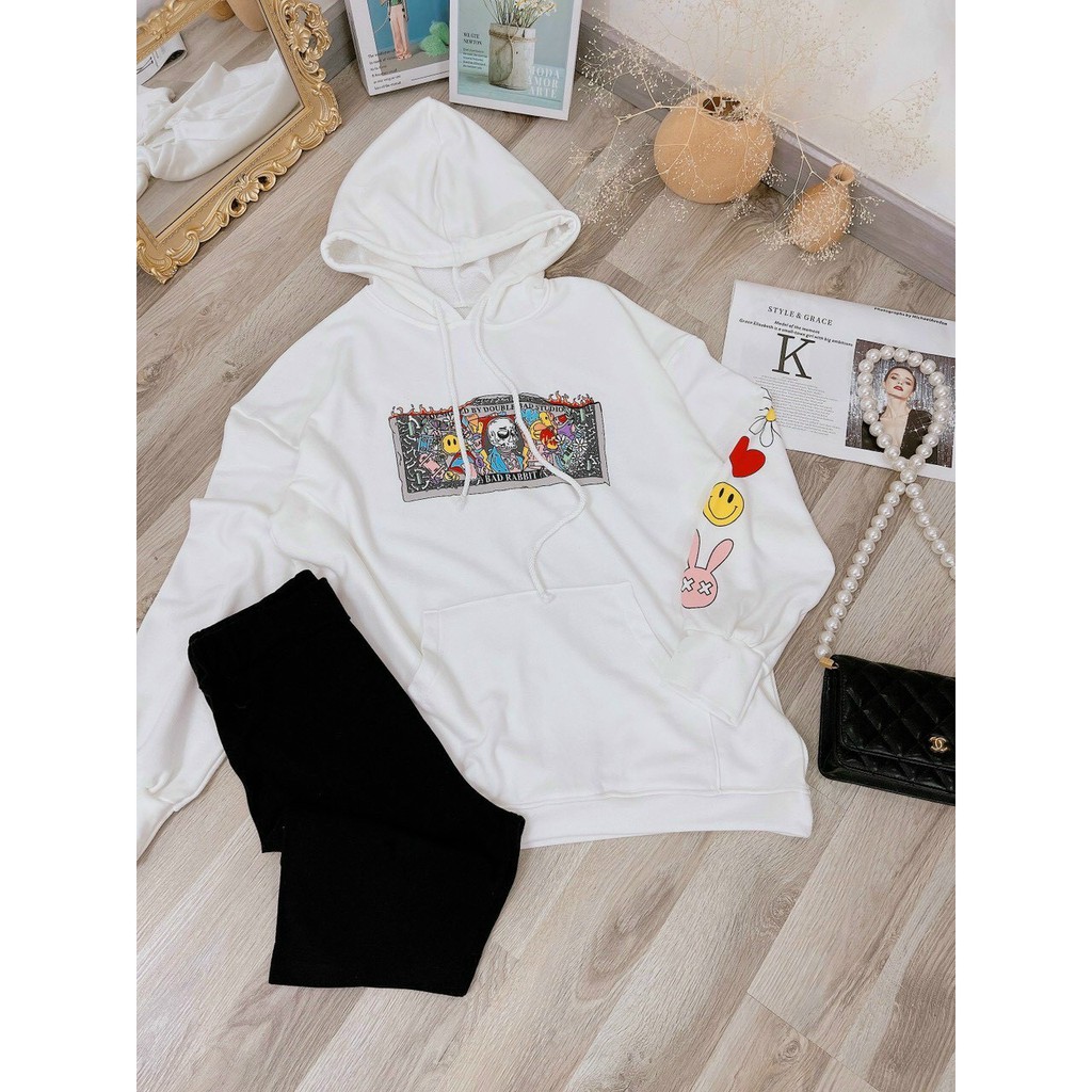 Set hoodie nữ, áo hoodie nữ form rộng kèm quần leging tay phối họa tiết form chuẩn hàng cao cấp Tây Thi Shop | BigBuy360 - bigbuy360.vn