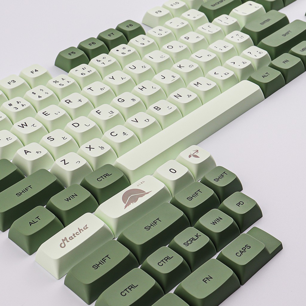 Keycaps, keycaps matcha Nhật Bản 124 Key Sublimation PBT Tương tự XDA Tương tự Cấu hình tương tự Matcha Nhật Bản Keycaps cho Cherry MX Bàn phím cơ Bàn phím chơi game keycaps