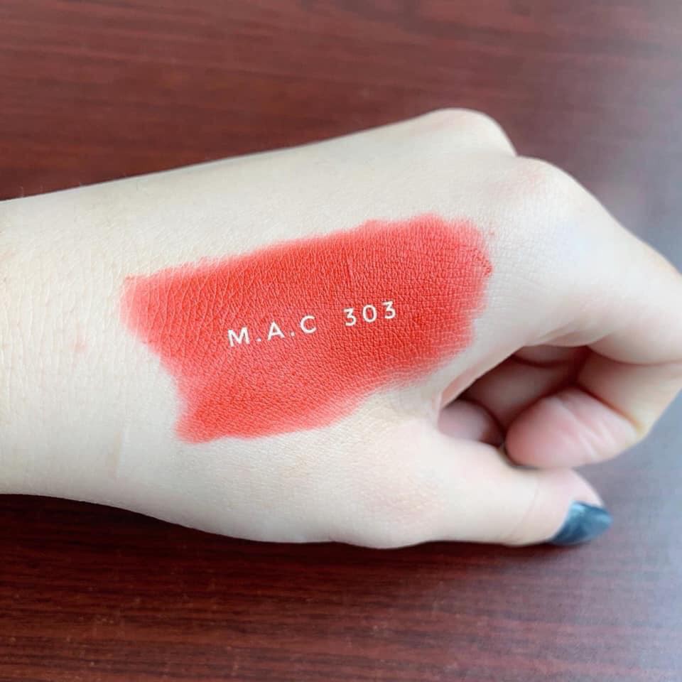 Son MAC Powder Kiss 303 đỏ cam STYLE SHOCKED mới