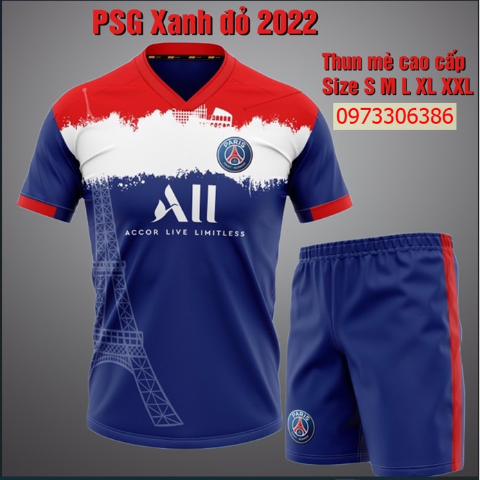 Bộ Quần Áo Đá Banh CLB  PSG PARIS XANH ĐỎ 2023