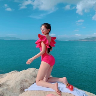 Đồ bơi một mảnh cánh tiên Hồng