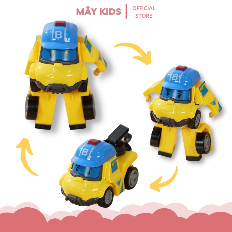 Bộ đồ chơi 6 xe oto Robocar poli biến hình, Bộ 6 xe bằng nhựa có hộp đựng cho bé - Mây Kids