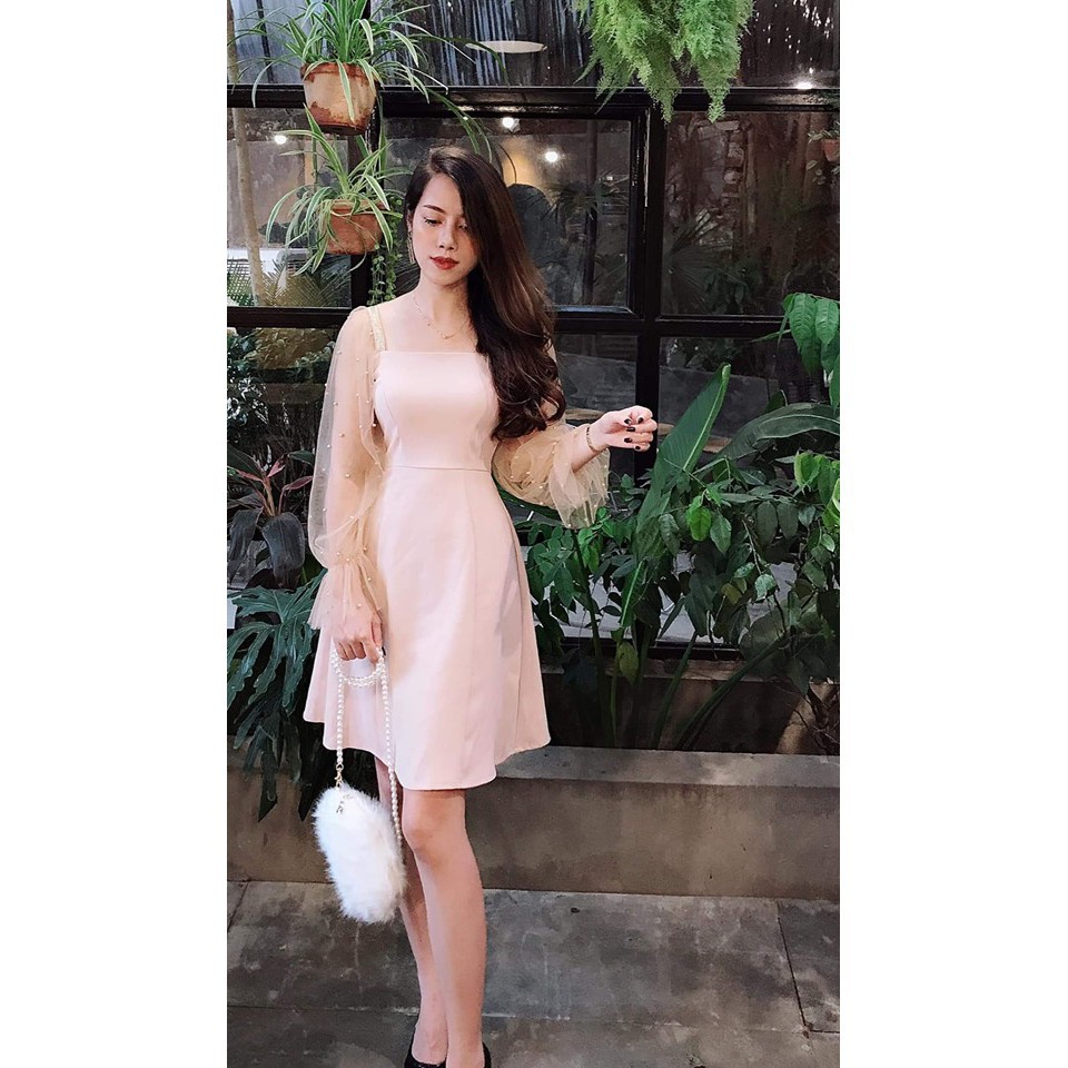 Đầm dự tiệc tay phồng phối lưới đính hạt siêu xinh | BigBuy360 - bigbuy360.vn