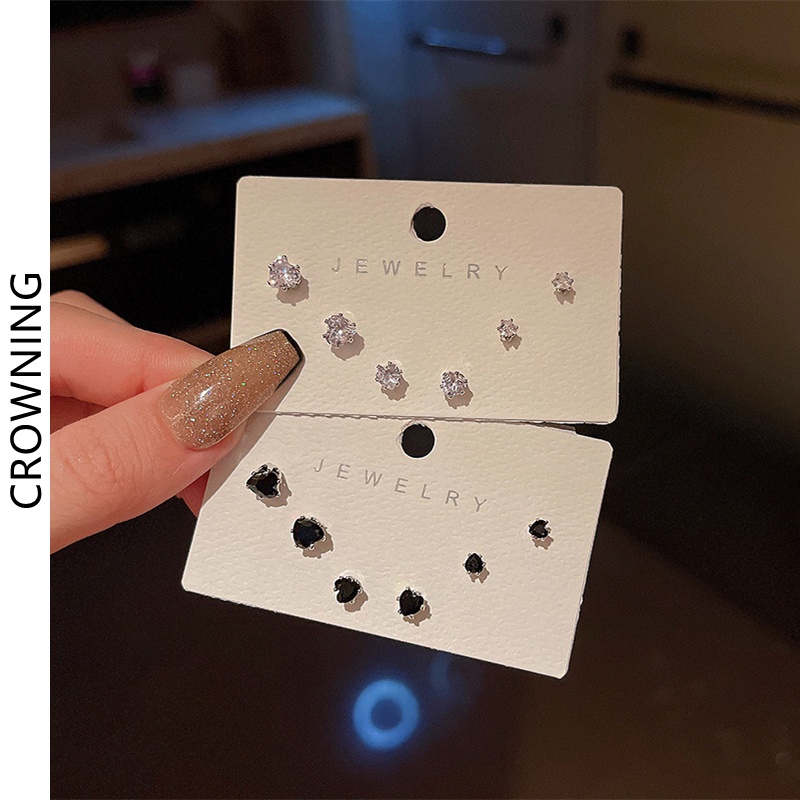 Bông Tai Mạ Bạc 925 Đính Đá Zircon Kiểu Dáng Đơn Giản Thời Trang Cho Nữ F651