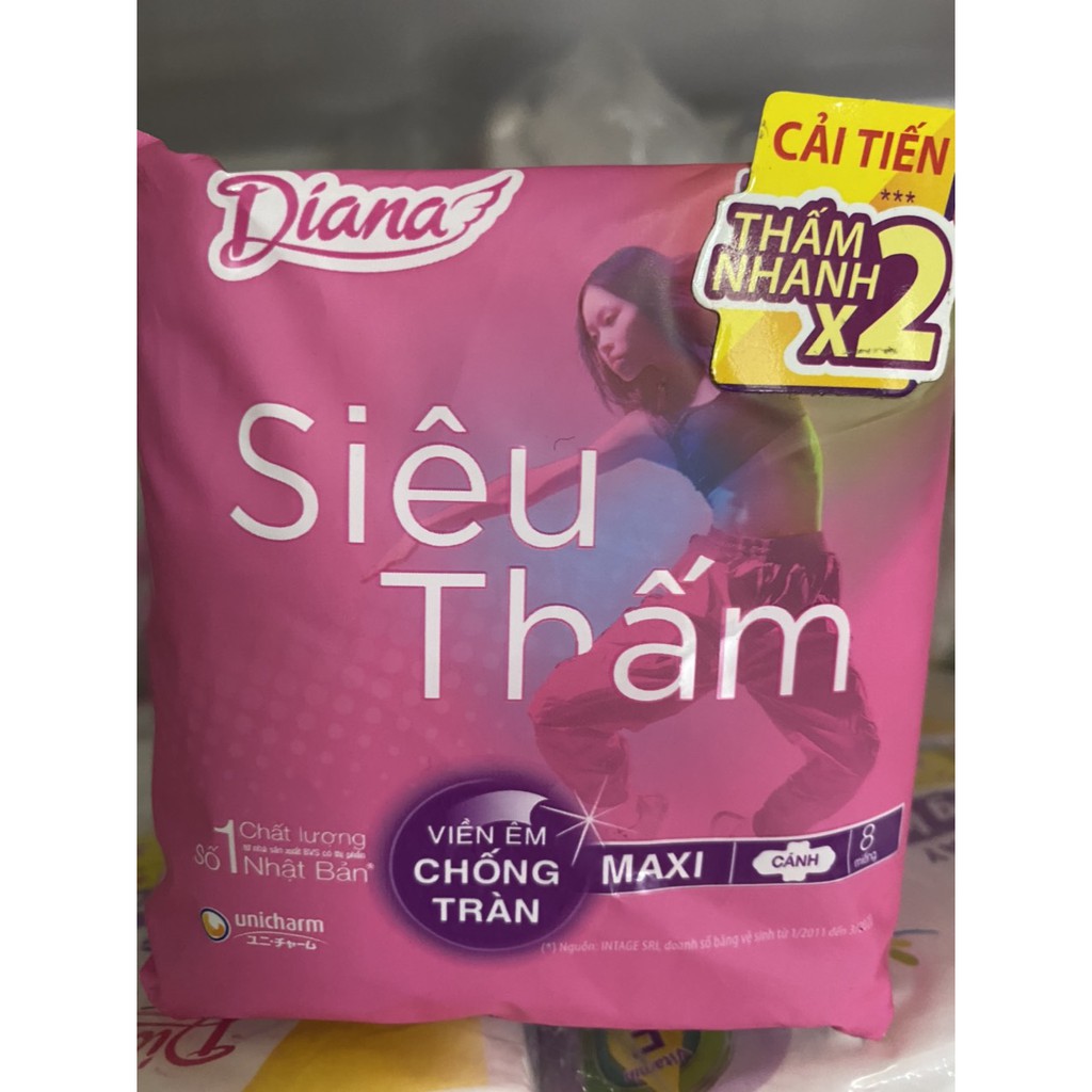 [GIÁ SỈ THÙNG 48 GÓI] Băng vệ sinh Diana siêu thấm siêu mỏng cánh 8miếng/gói